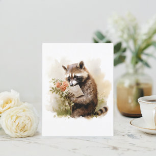 Summer Watercolor Racoon -  Postcard