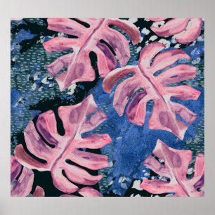 Summer Watercolor Tropical Grunge Pattern Poster