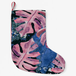 Summer Watercolor Tropical Grunge Pattern Small Christmas Stocking