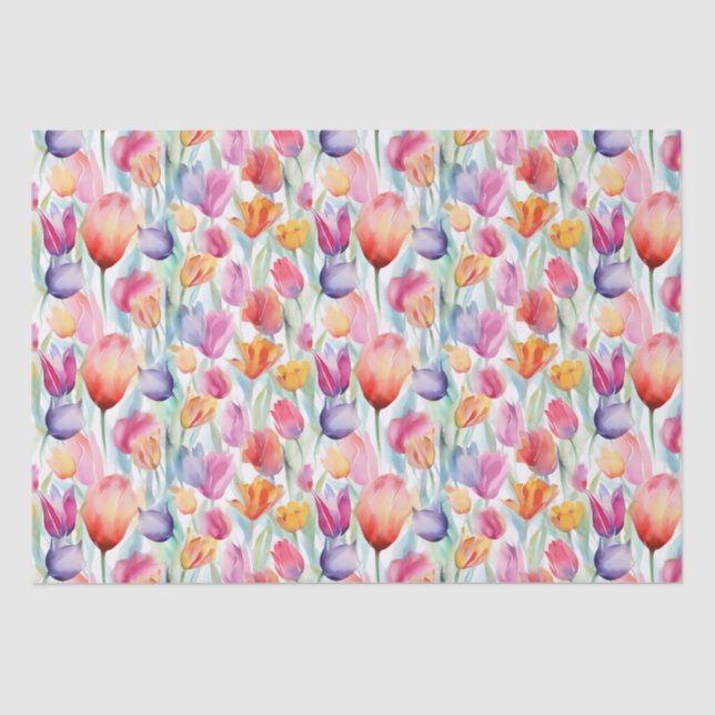 Summer Watercolor Tulip Tissue Paper (Front)