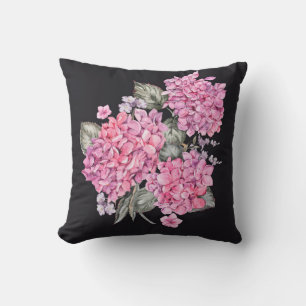 Summer Watercolor Vintage Floral with Blooming Hyd Cushion