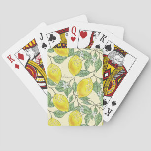 Summer Watercolor Vintage Tuscany Lemons Pattern Playing Cards