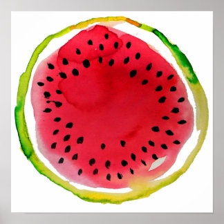 Summer Watercolor Watermelon Poster