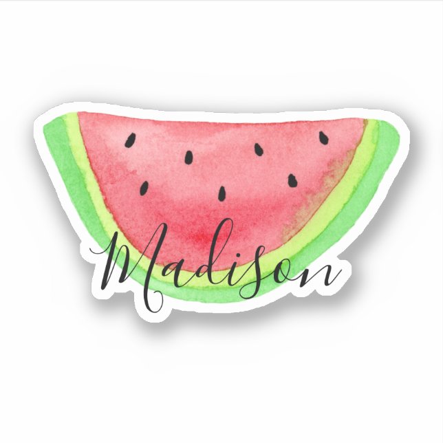 Summer Watercolor Watermelon Slice Name (Front)