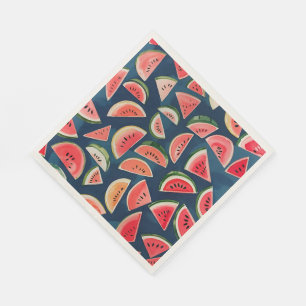 Summer Watercolor Watermelon Slices Patten Napkin