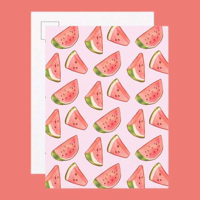 Summer Watercolor Watermelon Slices Postcard (Creator Uploaded)