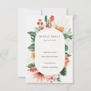 summer watercolor wildflowers Vertical RSVP Card