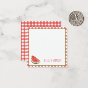 Summer Watermelon and Red Gingham Plaid Card