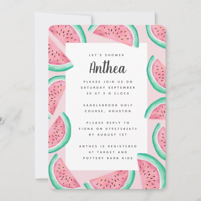 SUMMER WATERMELON BABY SHOWER INVITE (Front)
