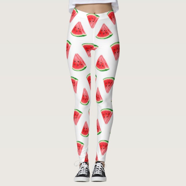 Summer watermelon fruit slice pattern leggings (Front)