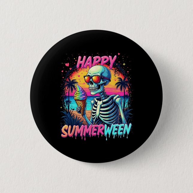 Summer Watermelon Jack-o-lantern Happy Summerween  6 Cm Round Badge (Front)