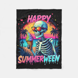 Summer Watermelon Jack-o-lantern Happy Summerween  Fleece Blanket