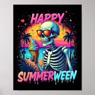 Summer Watermelon Jack-o-lantern Happy Summerween Poster