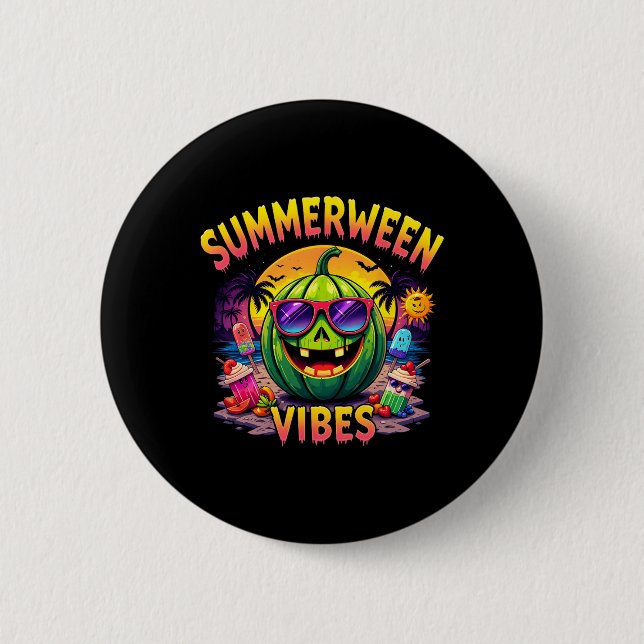 Summer Watermelon Jack-o-lantern Summerween Vibes  6 Cm Round Badge (Front)