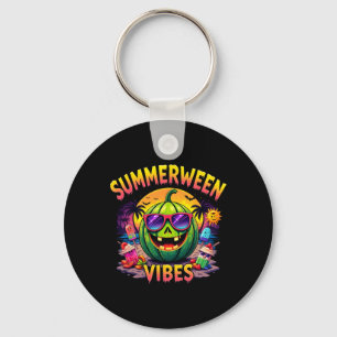 Summer Watermelon Jack-o-lantern Summerween Vibes Key Ring