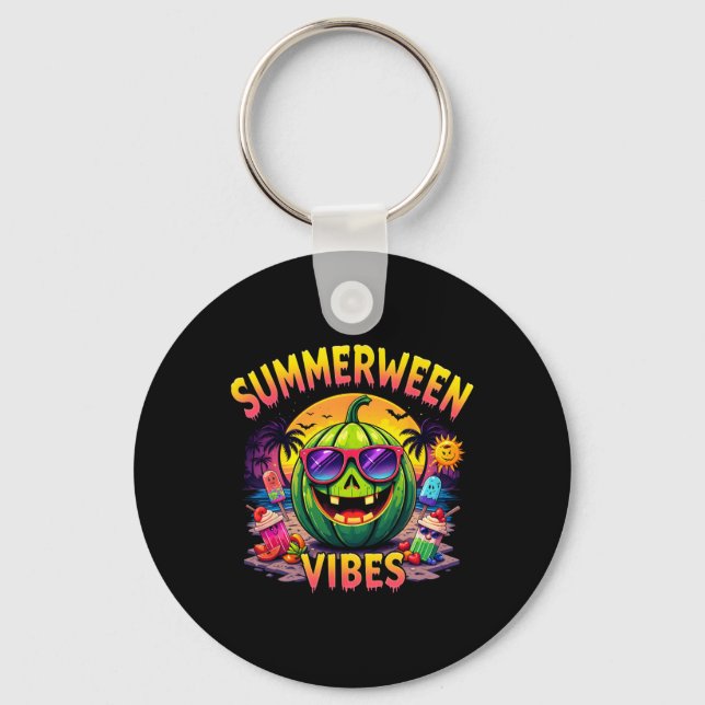 Summer Watermelon Jack-o-lantern Summerween Vibes  Key Ring (Front)