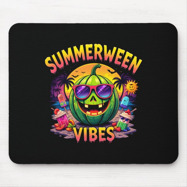 Summer Watermelon Jack-o-lantern Summerween Vibes  Mouse Pad (Front)