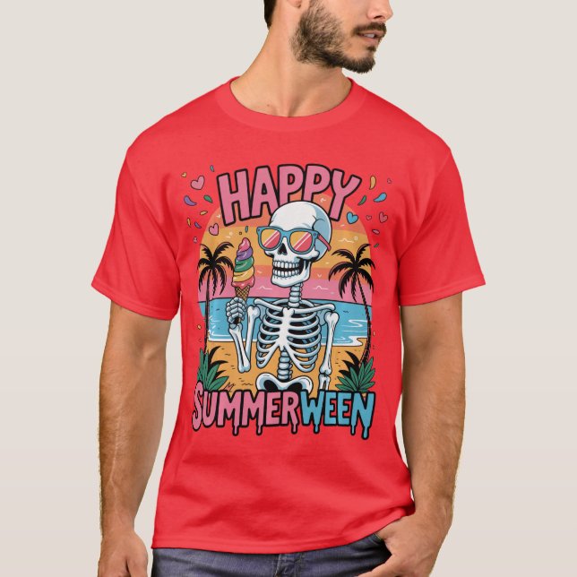 Summer Watermelon Jackolantern Happy Summerween Sk T-Shirt (Front)