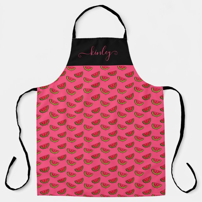 Summer Watermelon on Pink Pattern Apron (Front)