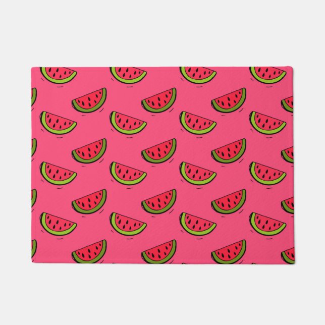 Summer Watermelon on Pink Pattern Doormat (Front)