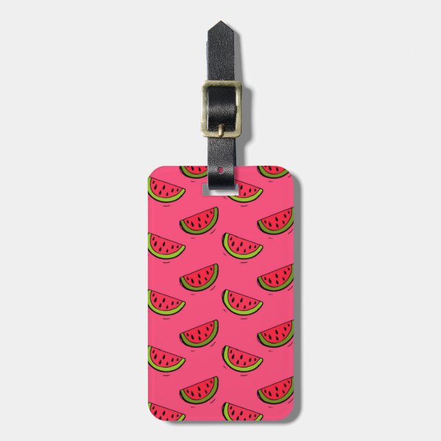 Summer Watermelon on Pink Pattern Luggage Tag (Front Vertical)