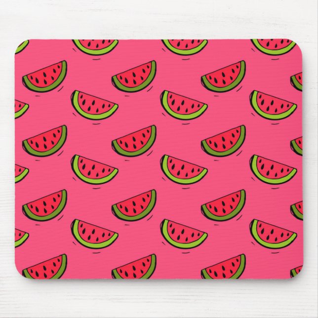 Summer Watermelon on Pink Pattern Mouse Pad (Front)