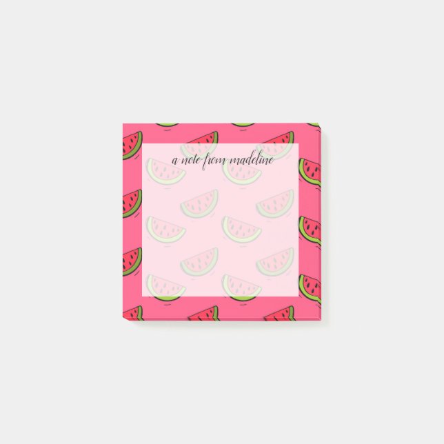 Summer Watermelon on Pink Pattern Post-it Notes (Front)