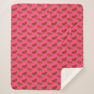 Summer Watermelon on Pink Pattern Sherpa Blanket