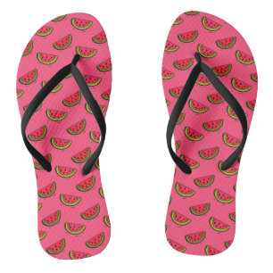 Summer Watermelon on Pink Pattern Thongs
