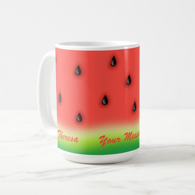 Summer Watermelon Personalised  Coffee Mug (Front Left)