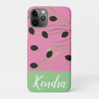 Summer Watermelon Seed Gold Swirl Illustration