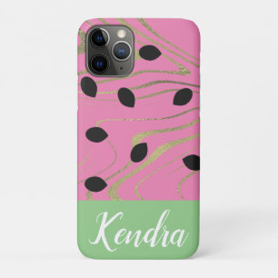Summer Watermelon Seed Gold Swirl Illustration iPhone 11 Pro Case