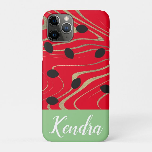 Summer Watermelon Seed Gold Swirl Illustration Case-Mate iPhone Case (Back)