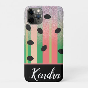 Summer Watermelon Seed Stripe Illustration Sparkle iPhone 11 Pro Case
