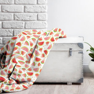 Summer Watermelon Slices & Gold Heart Pattern Fleece Blanket