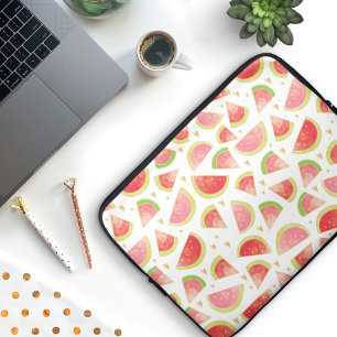 Summer Watermelon Slices & Gold Heart Pattern Laptop Sleeve