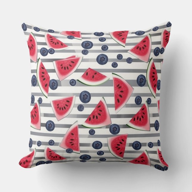 Summer Watermelon Stripes Cushion (Front)