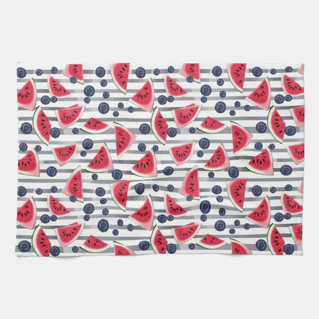 Summer Watermelon Stripes Tea Towel (Horizontal)