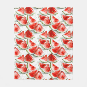 Summer Watermelon Watercolor Pattern Fleece Blanket