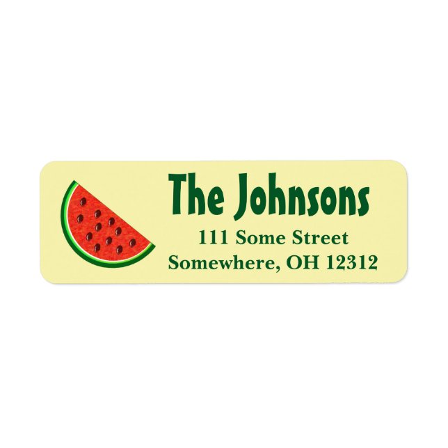 Summer Watermelon Yellow Return Address Labels (Front)