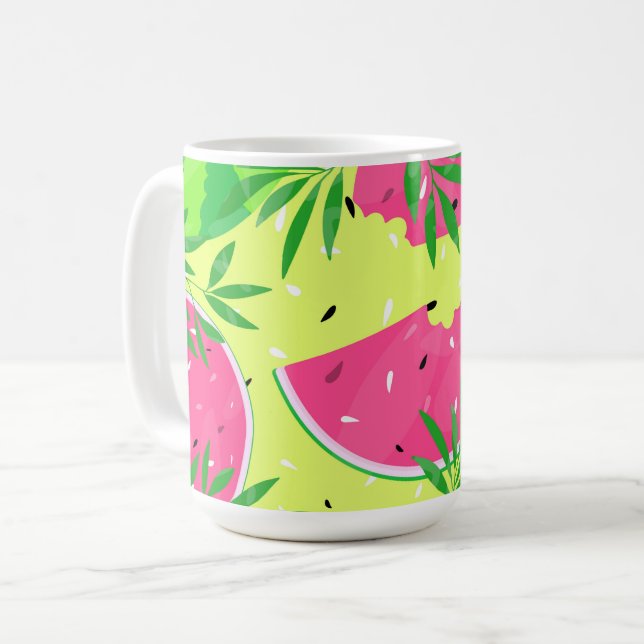 Summer Watermelons Branches Bright Tropical Coffee Mug (Front Left)