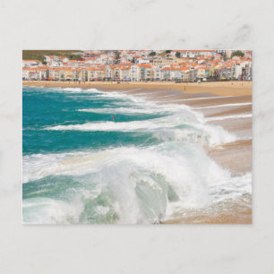 Summer waves in Nazare Postcard