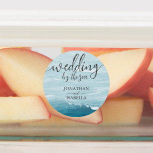 Summer wedding by the blue wavy sea ombre ocean