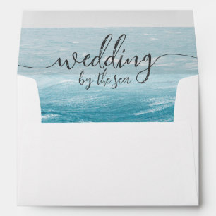 Summer wedding by the blue wavy sea ombre ocean envelope