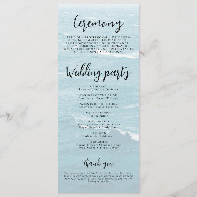 Summer wedding by the blue wavy sea ombre ocean program (Back)