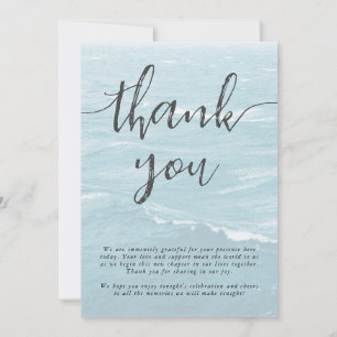 Summer wedding by the blue wavy sea ombre ocean thank you card