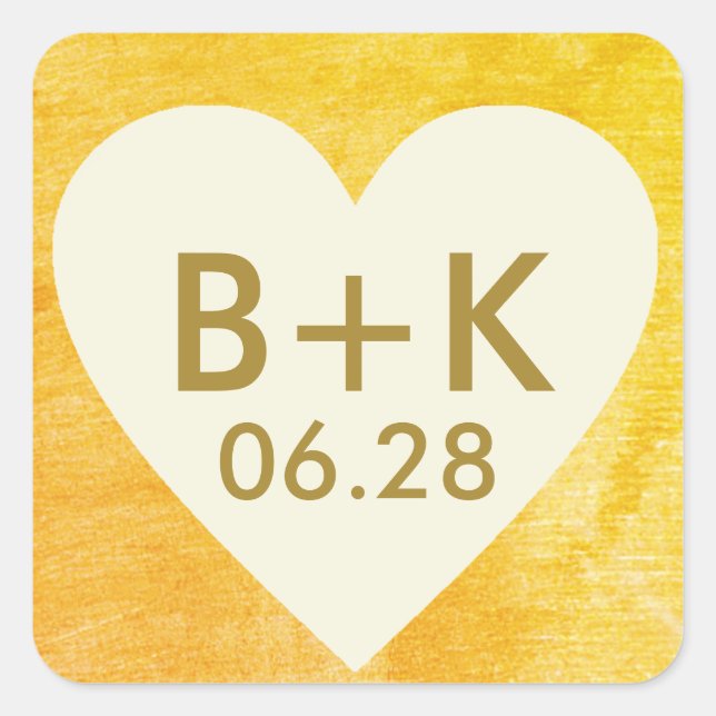 summer wedding love heart  square sticker (Front)
