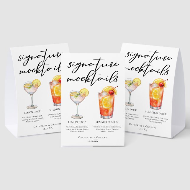 Summer Wedding Mocktails Lemon Drop Sunrise Menu (Insitu(Multi))
