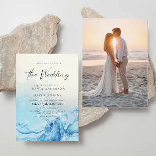 Summer Wedding Ocean Blue Wedding Invitation