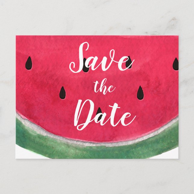 Summer Wedding Save The Date Postcards Watermelon (Front)